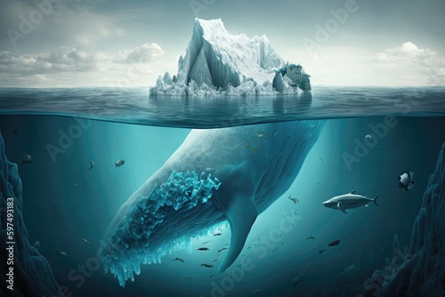 Whale underwater in the ocean