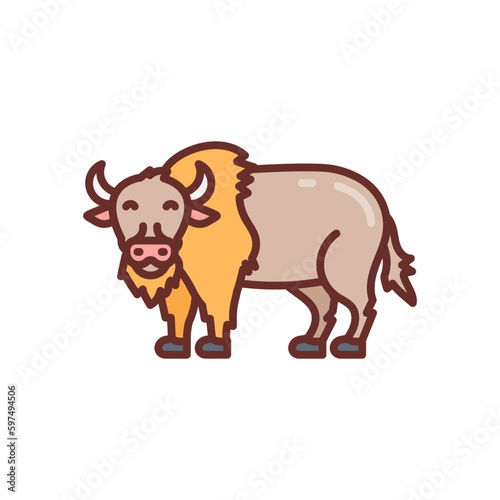 Bison icon in vector. Illustration