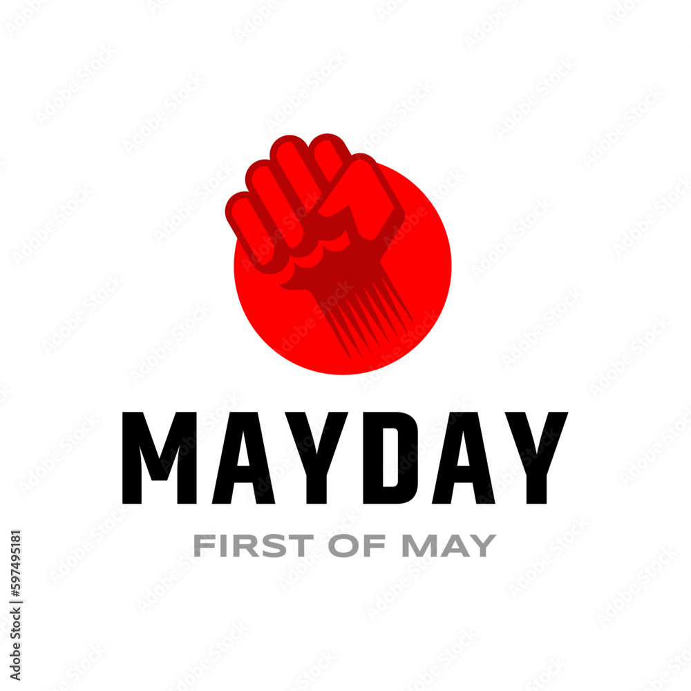 Fototapeta premium A dynamic May Day logo with a gripping hand symbol with our stunning vector logo templates with icons and illustrations.