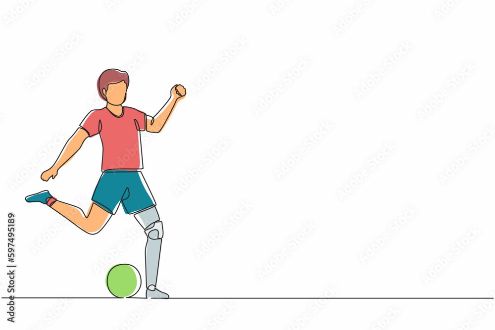 Premium Vector  Disabled athlete, blind male soccer running kicking ball  vector flat illustration. sportsman football player performing sports  activity isolated on white. handicapped man with blindfold.