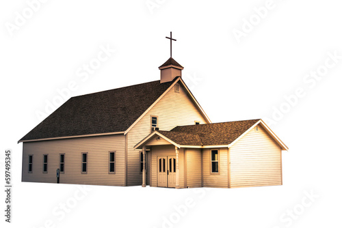 Church of the Holy Cross on a White Background Transparent PNG Fototapet