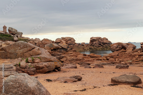 Boulders on the Pink Granite Coast in Brittany, France