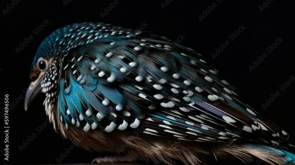 Fototapeta premium A detailed capture of the vibrant colors in a bird. AI generated