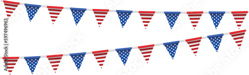 USA Independence Day banner template American flag balloons decor. 4th of July celebration poster template. Vector