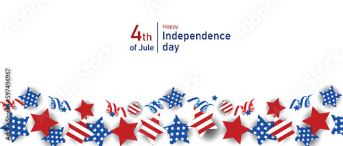 USA Independence Day banner template American flag balloons decor. 4th of July celebration poster template. Vector
