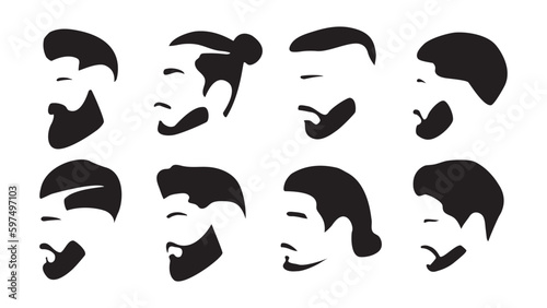 Set of man hairstyle icon. Vector illustration