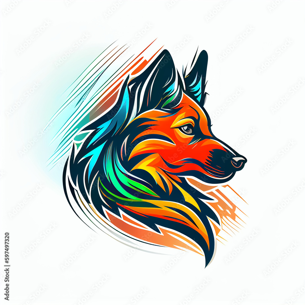 Naklejka premium Colorful angry dog head mascot logo isolated on white background