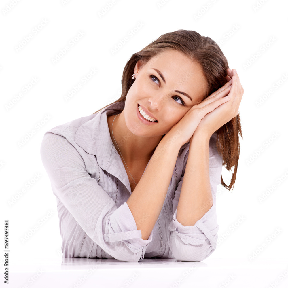 Happy, thinking and woman with ideas, opportunity and thinker isolated against a transparent background. Female model, person and girl with happiness, wonder and thoughts with option, choice and png Happy, thinking and woman with ideas, opportunity and thinker isolated against a transparent background. Female model, person and girl with happiness, wonder and thoughts with option, choice and png