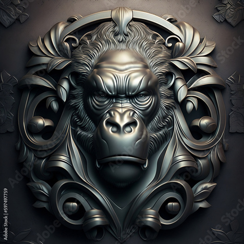 an ancient gorilla symbol en metal