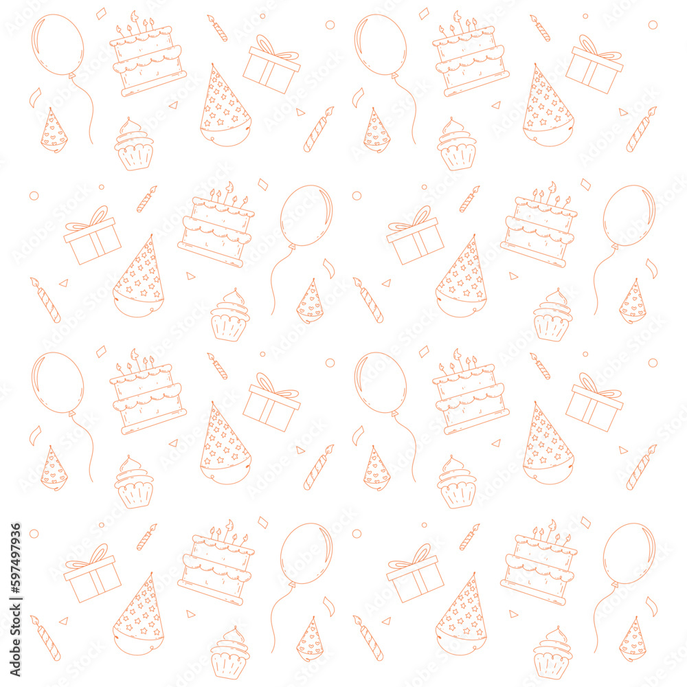 Happy Birthday Line Art Vector template