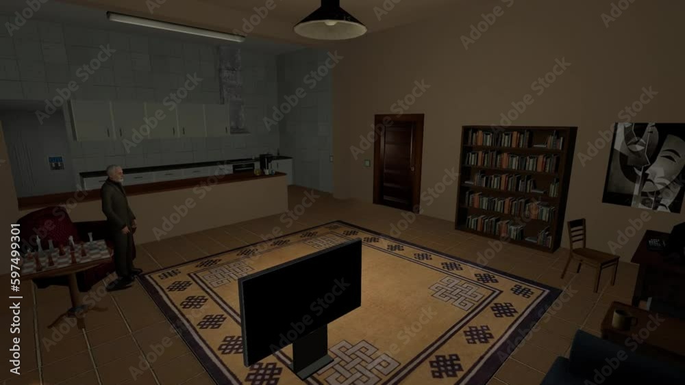 3D Computer Game - Elderly Man in Apartement - Take 05 3D Computer Game - Elderly Man in Apartement - Take 05