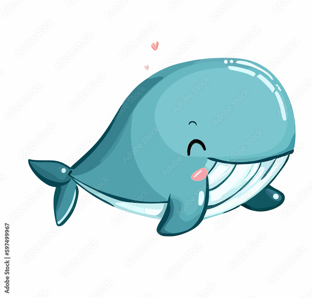 Fototapeta premium Happy little cute whale vector art