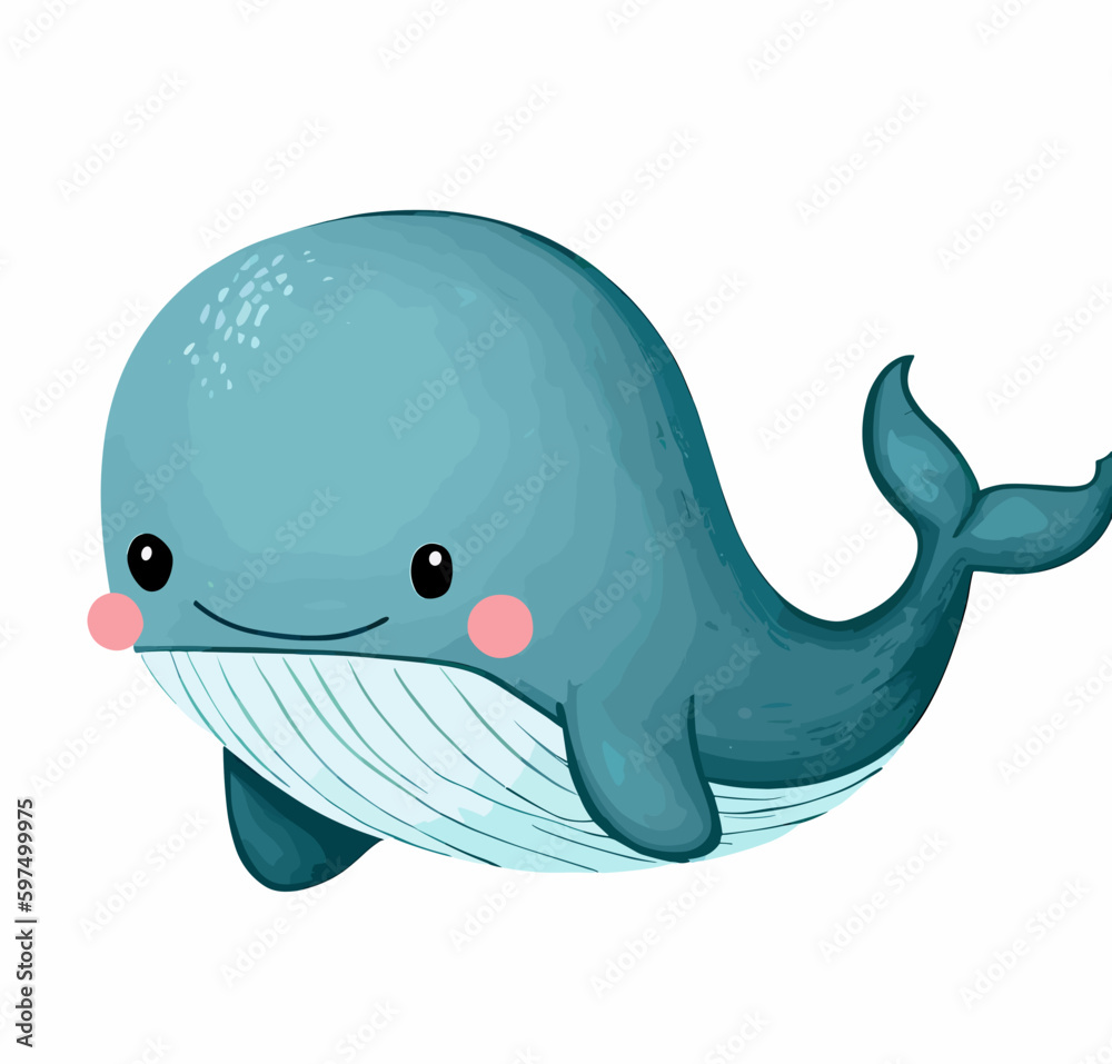 Obraz premium Happy little cute whale vector art