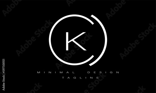 CK or KC Minimal Logo Design Vector Art Illustration 
