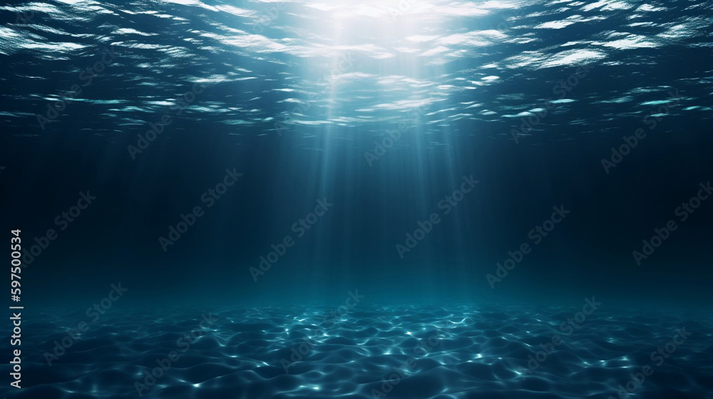 Underwater View of Dark Blue Ocean Surface. created with Generative AI Underwater View of Dark Blue Ocean Surface. created with Generative AI