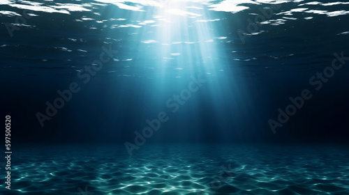 Underwater View of Dark Blue Ocean Surface. created with Generative AI © photobuay