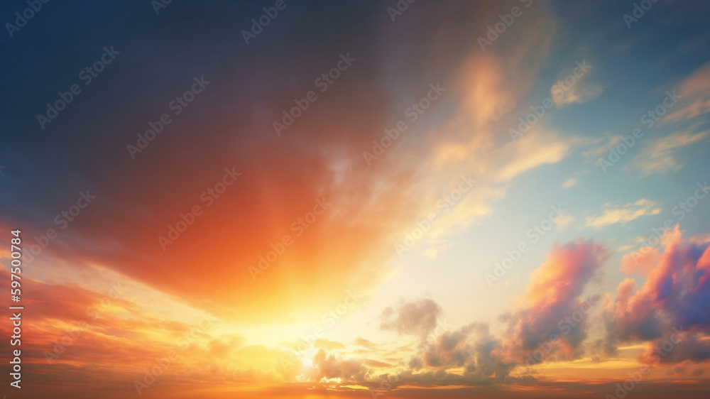 Dramatic Sunset and Sunrise Sky with Clouds. created with Generative AI Dramatic Sunset and Sunrise Sky with Clouds. created with Generative AI