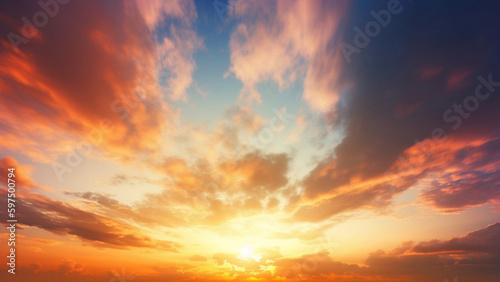 Dramatic Sunset and Sunrise Sky with Clouds. created with Generative AI