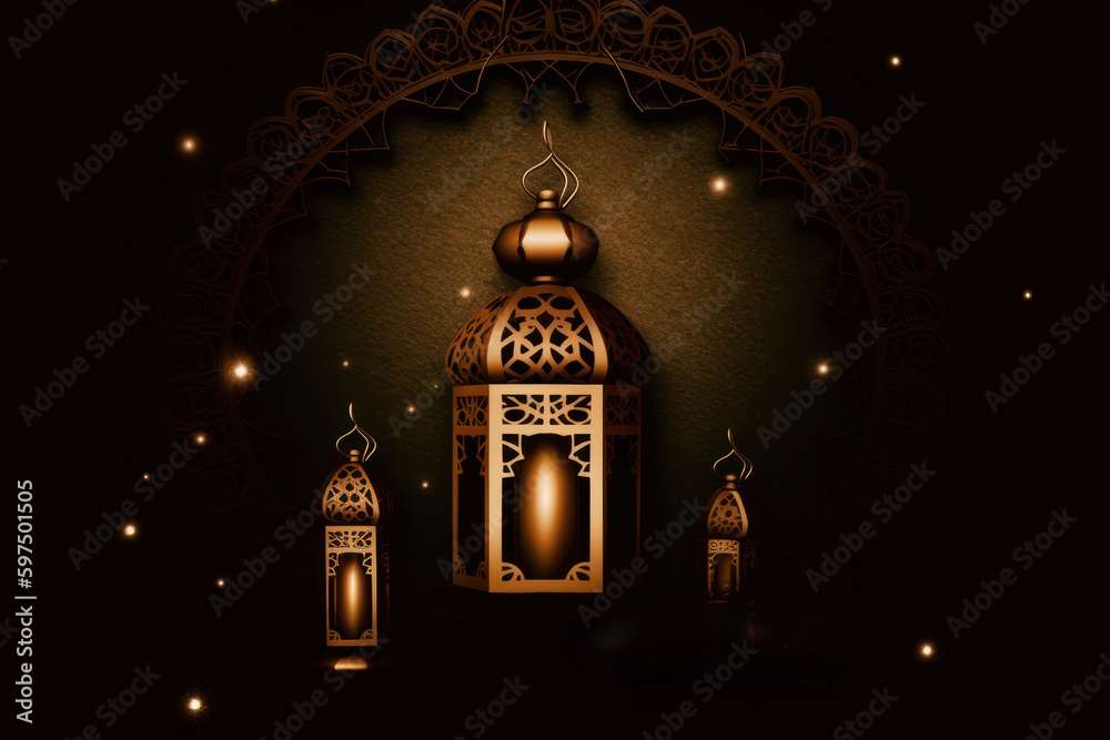 Fototapeta premium Jumma Mubarak, blessed friday celebration in islamic culture, generative AI