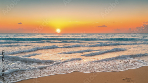 sunset over the beach photo