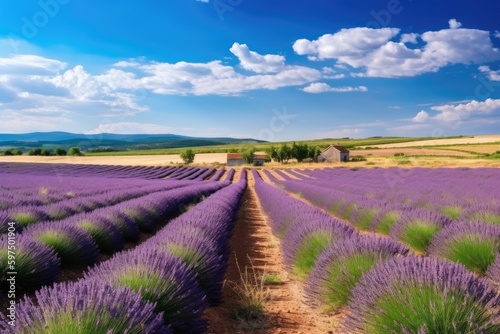 Summer landscape lavender farm. Generative AI