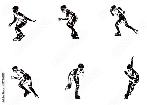 silhouette of the body of a person who is skating