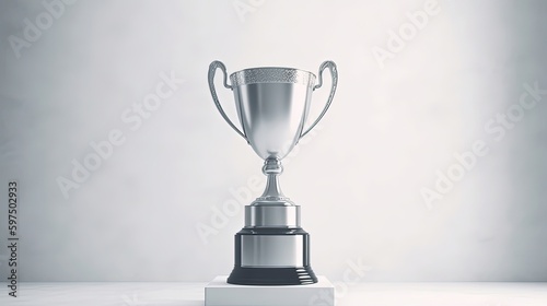 Trophy illustration, competitiveness and victory concept, white background. Generative AI