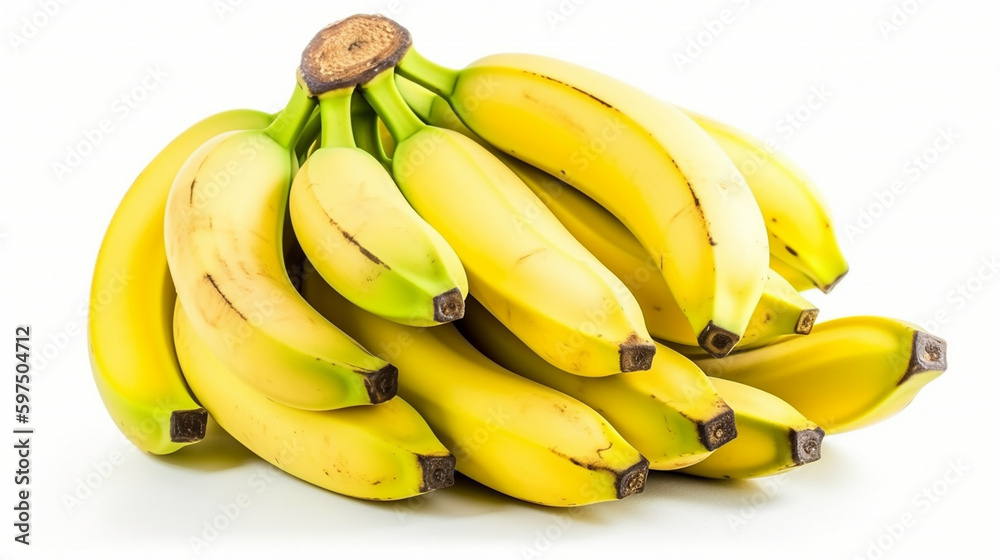 Bunch of bananas isolated on white background Ai generated image