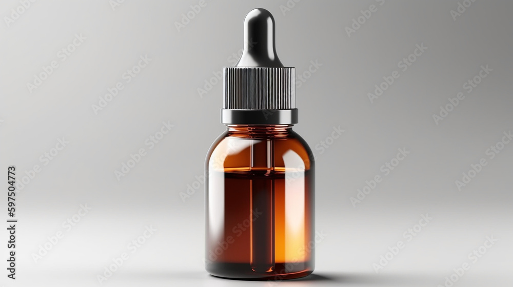 Cosmetic dropper bottle mockup Medical serum drop isolated on white background Ai generated image