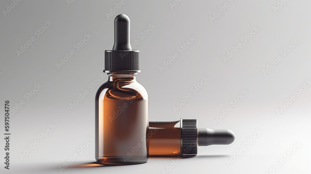 Cosmetic dropper bottle mockup Medical serum drop isolated on white background Ai generated image Cosmetic dropper bottle mockup Medical serum drop isolated on white background Ai generated image