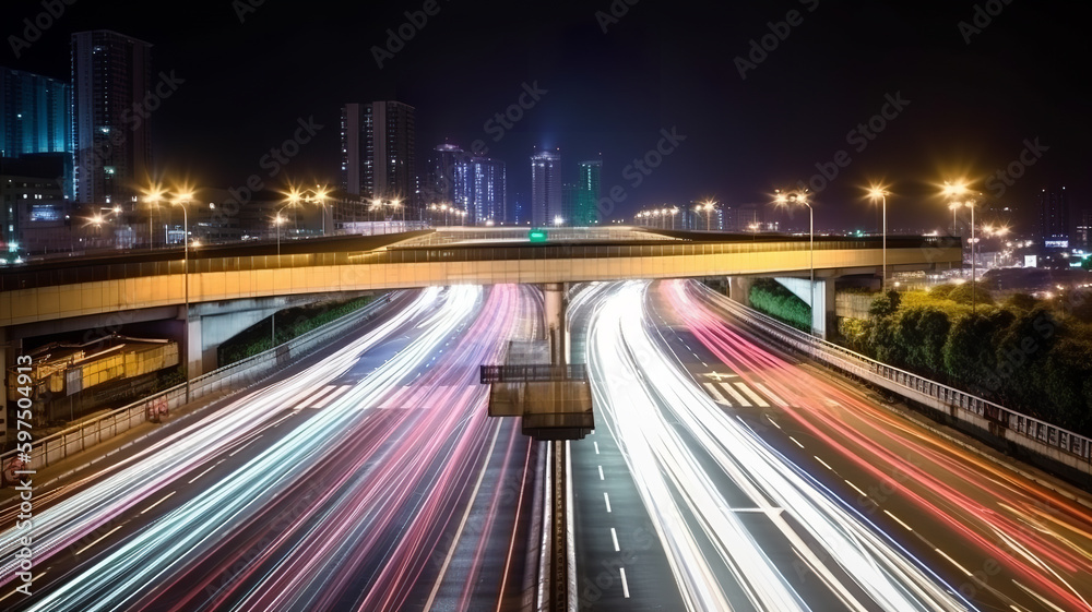Night timelapse cityscape lights with Traffic Trails Night timelapse cityscape lights with Traffic Trails