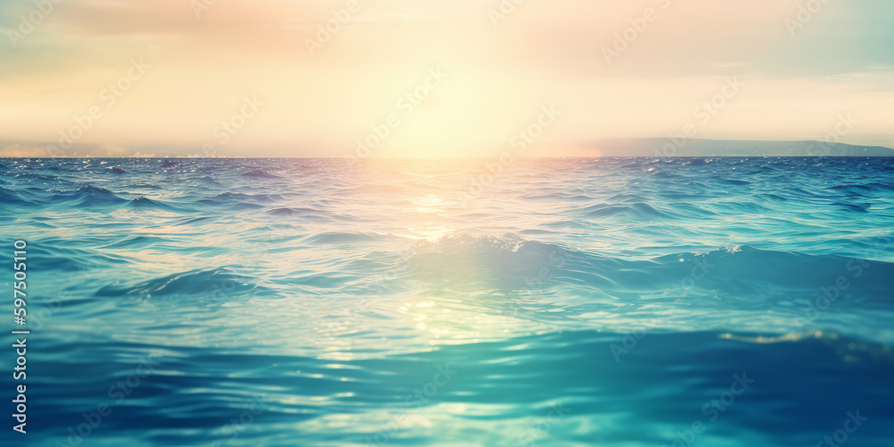 Abstract blur light on sea and ocean background for summer season, abstract banner, wallpaper. Generative AI