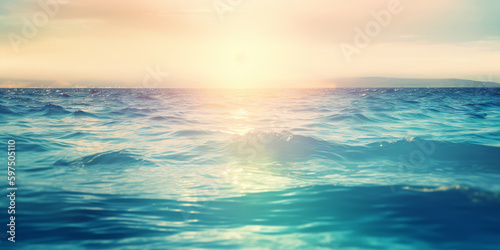 Abstract blur light on sea and ocean background for summer season  abstract banner  wallpaper. Generative AI