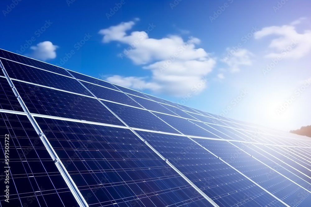 Solar Panels Against The Deep Blue Sky and clouds Solar Panels Against The Deep Blue Sky and clouds