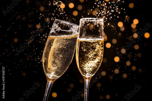 Elegant champagne toast for a celebratory occasion. created with Generative AI
