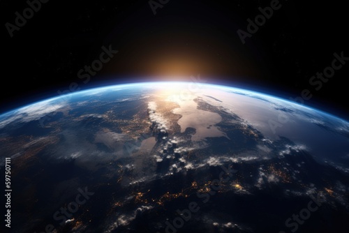 Stunning photograph of planet earth seen from space, showcasing the unique features and beauty of our planet. Created with generative A.I. technology.