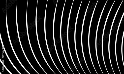 Abstract pattern of wavy white lines on a black background. Composition in the form of an arbitrary two-colours background. Vector illustration, EPS 10. Copy space.