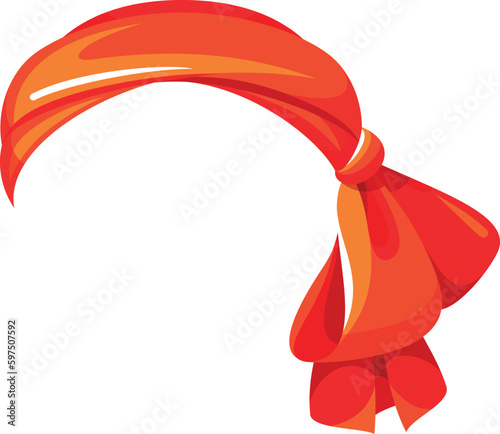 Woman bandana red headdress bow knot fashion headwear isometric vector illustration