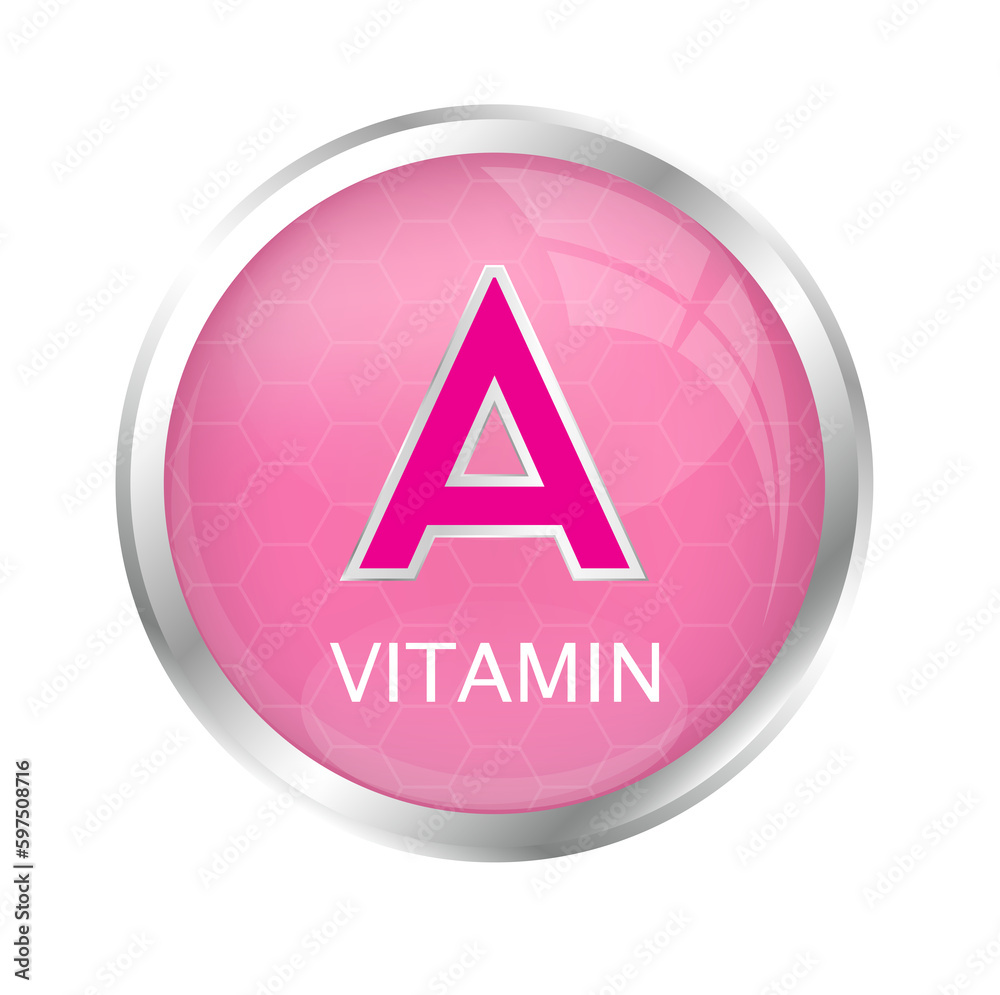 Vitamin A icon structure pink substance isolated on cutout PNG. Personal care, beauty concept. Medicine health symbol of thiamine. Drug business. Vector Illustration 3D complex with chemical formula Vitamin A icon structure pink substance isolated on cutout PNG. Personal care, beauty concept. Medicine health symbol of thiamine. Drug business. Vector Illustration 3D complex with chemical formula