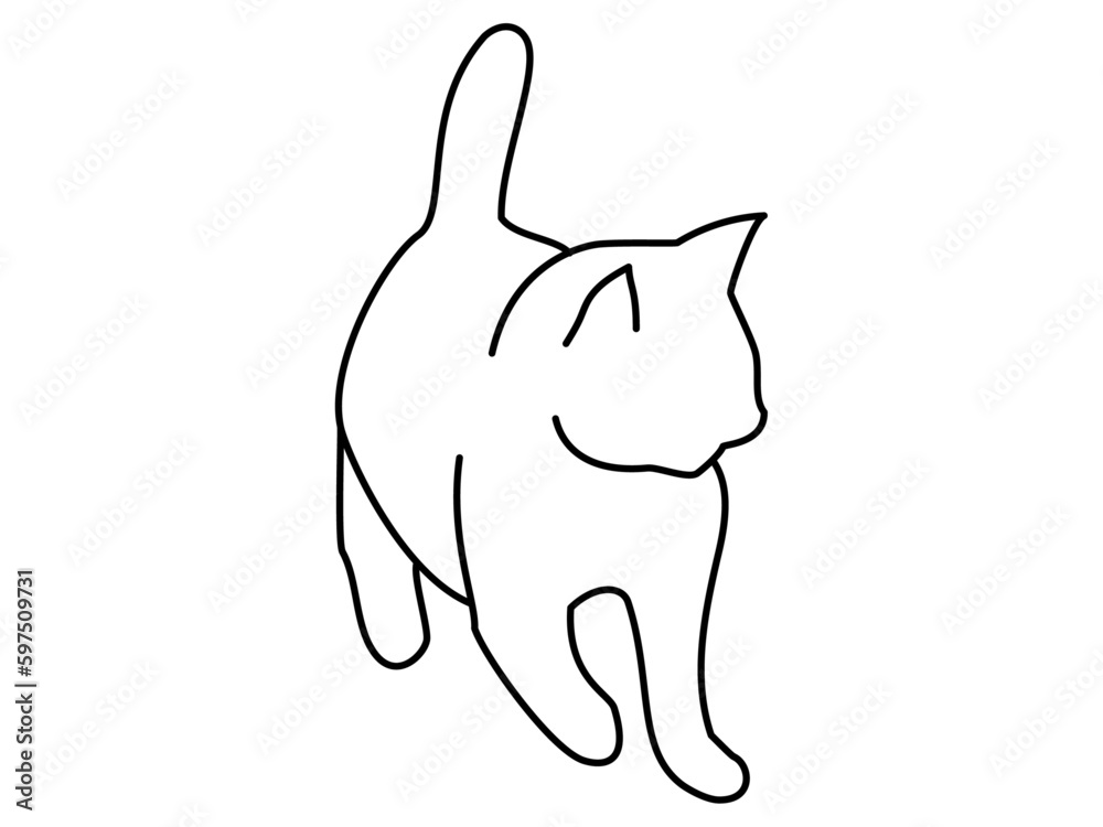 片足を上げてすり寄ってくる子猫のシルエット(白) 片足を上げてすり寄ってくる子猫のシルエット(白)