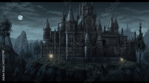 Gothic horror world with dark castle, crypts, and haunted forests © Damian Sobczyk