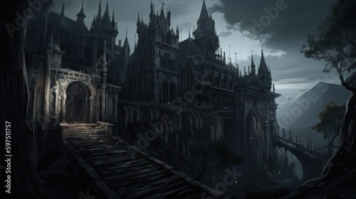 Gothic horror world with dark castle, crypts, and haunted forests © Damian Sobczyk