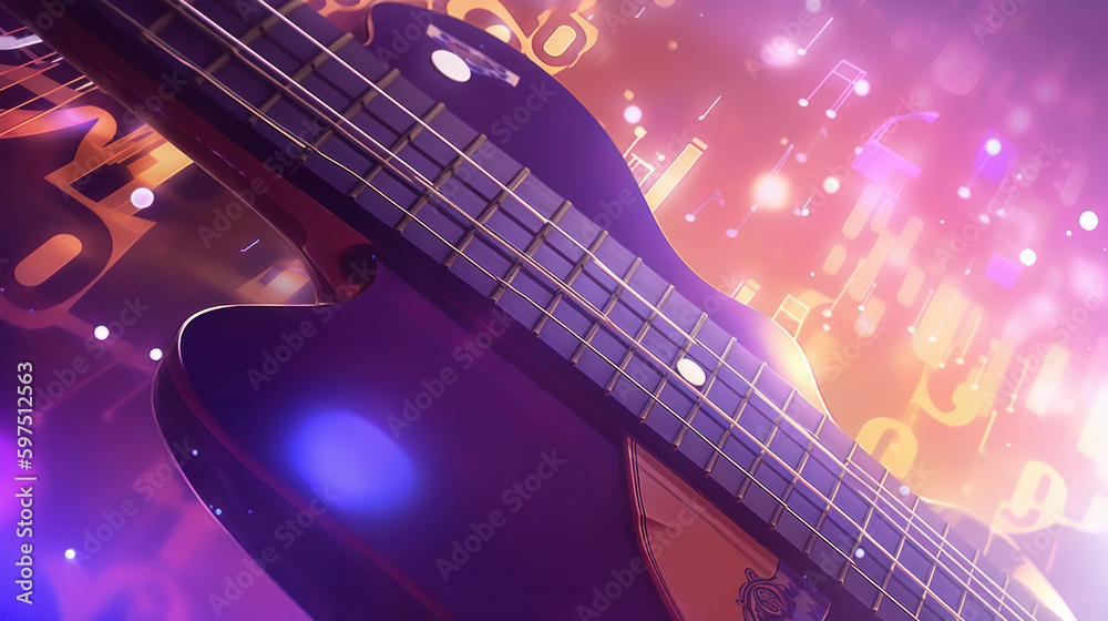 Obraz premium Guitar music background. Illustration AI Generative.