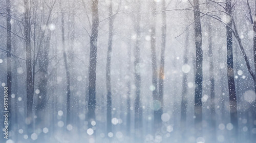 Winter Christmas Forest Background. Illustration AI Generative.