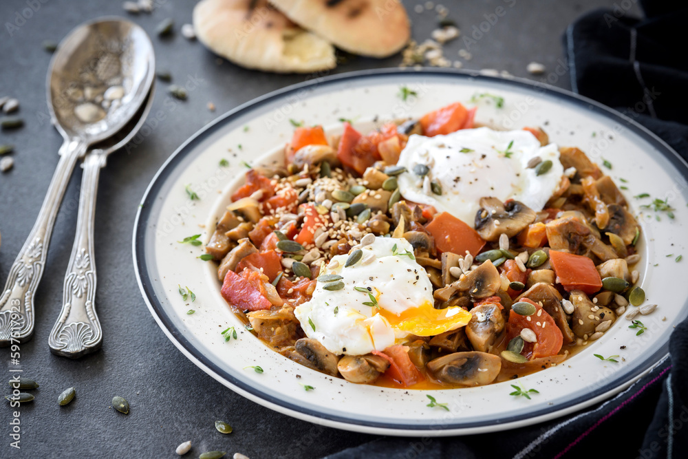 Mushroom Hash With Poached Eggs Mushroom Hash With Poached Eggs