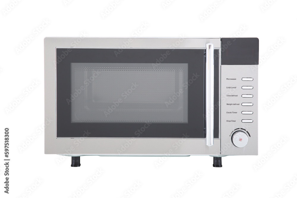 silver microwave isolated on white 