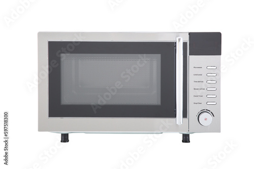 silver microwave isolated on white 