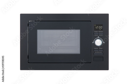 black microwave isolated on white 