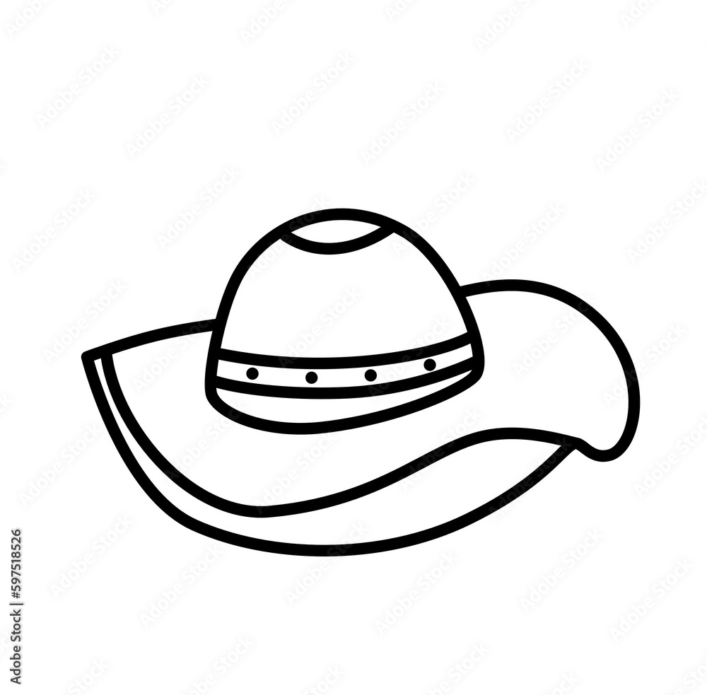 Sun hat summer beach doodle outline icon Sun hat summer beach doodle outline icon