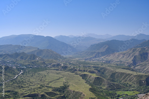 Scenic landscape of the Gunib valley photo